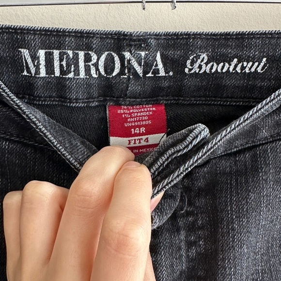 Merona Bootcut Black Denim Jeans, White Streaked Jeans, Size 14 Regular - Picture 9 of 16